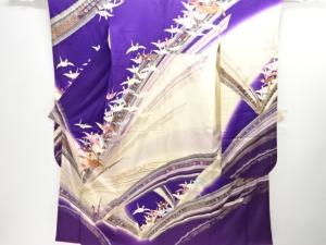 アンティーク　折鶴模様刺繍振袖